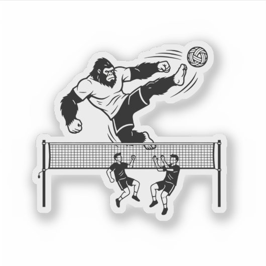 Bigfoot speelt Sepak Takraw Sticker (Voorkant)