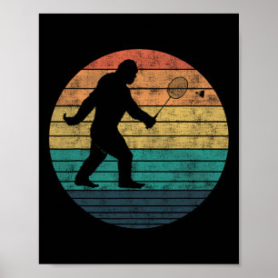 Bigfoot spelen Badminton Shuttle Funny Badminton Poster