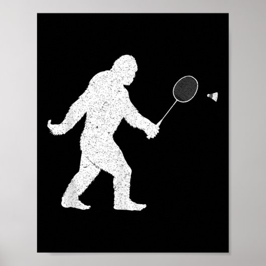 Bigfoot spelen Badminton Shuttle Funny Badminton Poster (Voorkant)