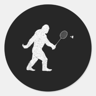 Bigfoot spelen Badminton Shuttle Funny Badminton Ronde Sticker