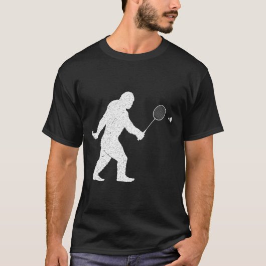 Bigfoot spelen Badminton Shuttle Funny Badminton T-shirt (Voorkant)