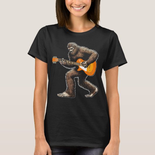 Bigfoot spelen gitaar linker gitarist grappig t-shirt (Voorkant)