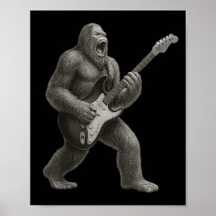 Bigfoot spelen gitaar rock en roll cadeau Mannen v Poster