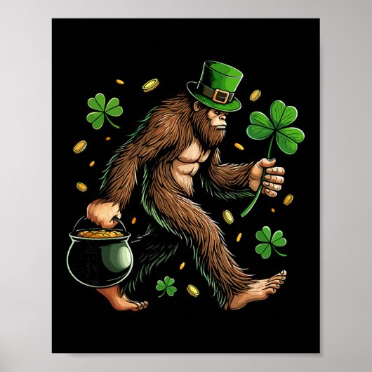 Bigfoot St Patricks Day Funny Sasquatch Saint Padd Poster (Voorkant)