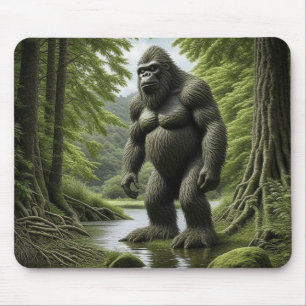 Bigfoot staand in een kreek Cartoon Muismat