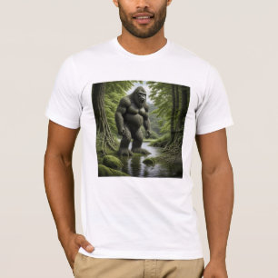 Bigfoot staand in een kreek Cartoon T-shirt