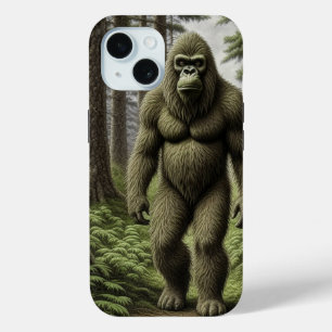 Bigfoot staand in Trees AI art iPhone 15 Case