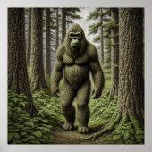 Bigfoot staand in Trees AI art Poster (Voorkant)