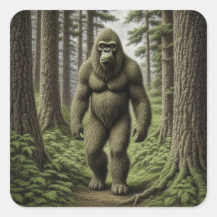Bigfoot staand in Trees AI art Vierkante Sticker