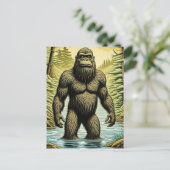 Bigfoot staand in Water Cartoon Briefkaart (Staand voorkant)