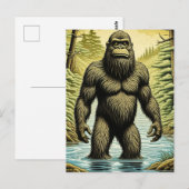 Bigfoot staand in Water Cartoon Briefkaart (Voorkant / Achterkant)