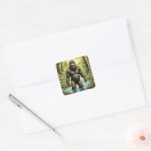 Bigfoot staand in Water Cartoon Vierkante Sticker (Envelop)