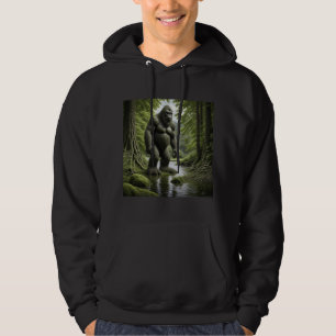 Bigfoot staande in een Creek Cartoon Hoodie