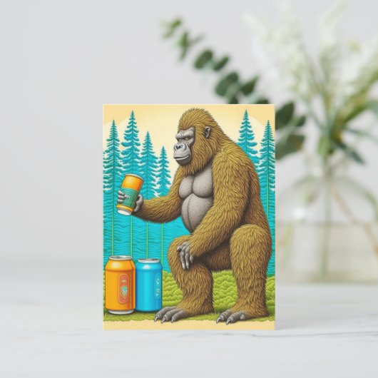 Bigfoot Stealing Beers Briefkaart (Staand voorkant)