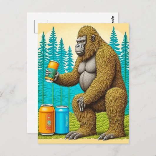 Bigfoot Stealing Beers Briefkaart (Voorkant / Achterkant)
