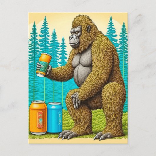 Bigfoot Stealing Beers Briefkaart (Voorkant)