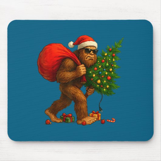 Bigfoot Stealing Christmas Tree Lights Xmas Boys M Muismat (Voorkant)