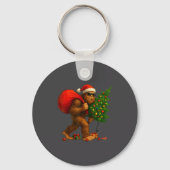 Bigfoot Stealing Christmas Tree Lights Xmas Boys M Sleutelhanger (Voorkant)