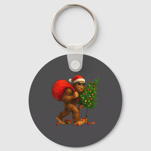 Bigfoot Stealing Christmas Tree Lights Xmas Boys M Sleutelhanger (Voorkant)