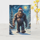 Bigfoot Sterrennacht Kerst Aangepaste tekst Kaart (Gele Bloem)