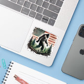 Bigfoot Sticker - Amerikaanse vlag patriot (Laptop met iPhone)