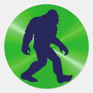 Bigfoot Sticker, Lime groen en zwart Ronde Sticker