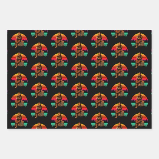 Bigfoot Sunset Coffee Break Funny Sasquatch Inpakpapier Vel (Voorkant 3)