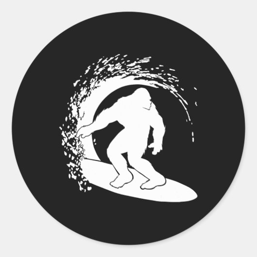 Bigfoot surfen ronde sticker (Voorkant)