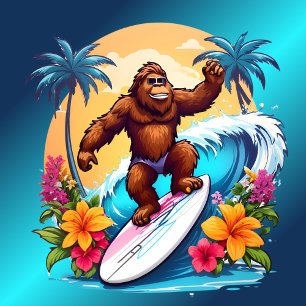 Bigfoot Surfen Tropische palmen T-shirt