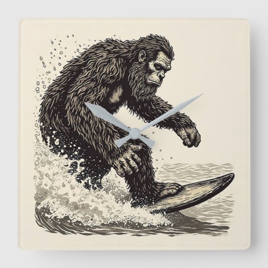 Bigfoot surfen vierkante klok (Voorkant)