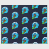 Bigfoot surfend Riding the Waves Fun Sasquatch Cadeaupapier (Vlak)