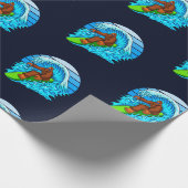 Bigfoot surfend Riding the Waves Fun Sasquatch Cadeaupapier (Hoek)