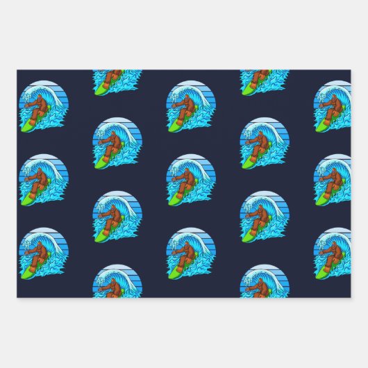 Bigfoot surfend Riding the Waves Fun Sasquatch Inpakpapier Vel (Voorkant)