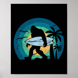 Bigfoot-surfshirt Grappige Sasquatch Yeti-surf T-s Poster
