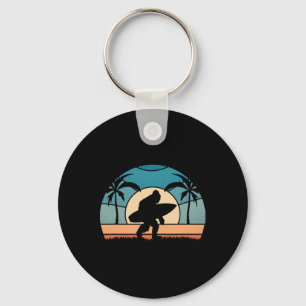 Bigfoot-surfster op het strand surfen Vintage Bigf Sleutelhanger