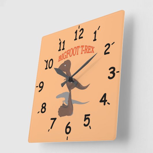 Bigfoot T-Rex Vierkante Klok (Hoek)