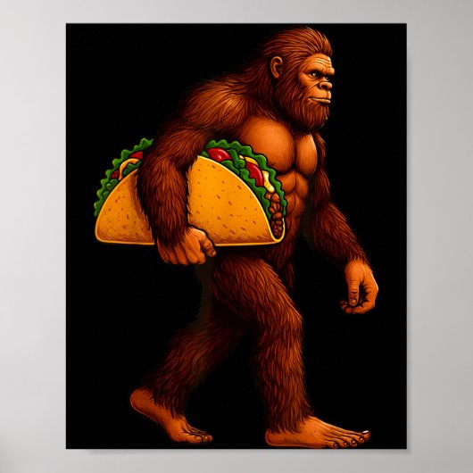 Bigfoot Taco Sasquatch Walking Taco Funny Shirt Me Poster (Voorkant)