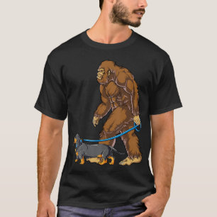 Bigfoot teckel hond lopen grappige Sasquatch liefh T-shirt