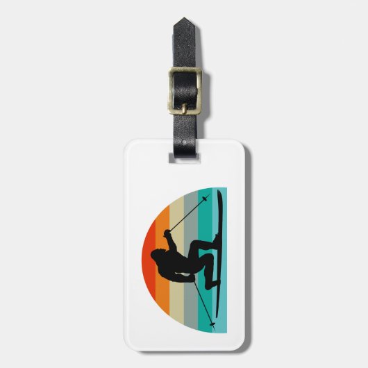 Bigfoot Telemark Skiing Rainbow Bagagelabel (Voorkant verticaal)