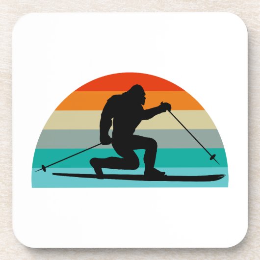 Bigfoot Telemark Skiing Rainbow Bier Onderzetter (Voorkant)