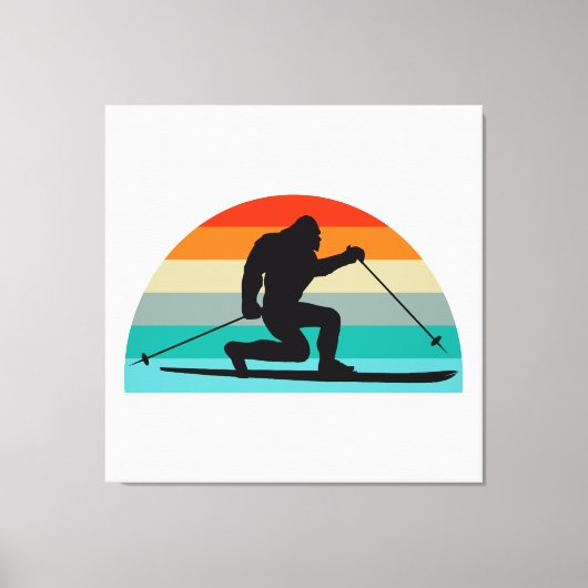 Bigfoot Telemark Skiing Rainbow Canvas Afdruk (Voorkant)