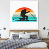 Bigfoot Telemark Skiing Rainbow Canvas Afdruk (Insitu (Slaapkamer))