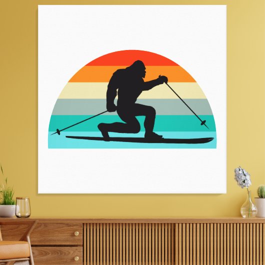 Bigfoot Telemark Skiing Rainbow Canvas Afdruk (Insitu (Woonkamer))
