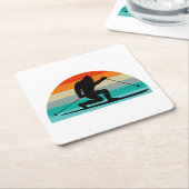 Bigfoot Telemark Skiing Rainbow Kartonnen Onderzetters (Schuin)