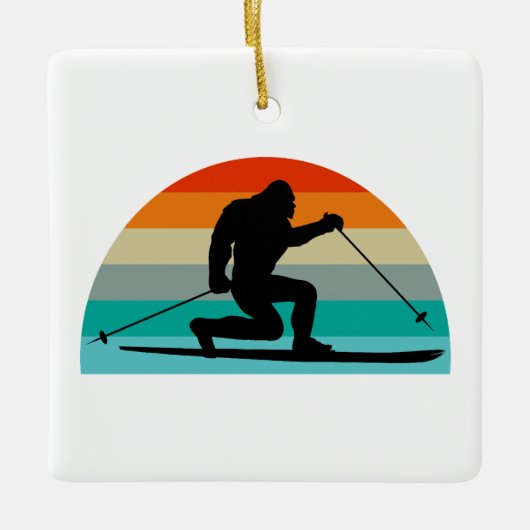 Bigfoot Telemark Skiing Rainbow Keramisch Ornament (Voorkant)