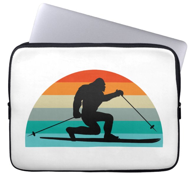 Bigfoot Telemark Skiing Rainbow Laptop Sleeve (Voorkant)