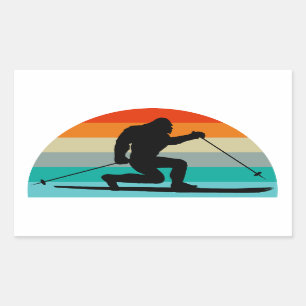 Bigfoot Telemark Skiing Rainbow Rechthoekige Sticker