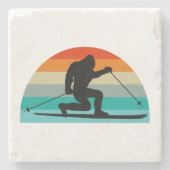 Bigfoot Telemark Skiing Rainbow Stenen Onderzetter (Voorkant)