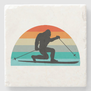 Bigfoot Telemark Skiing Rainbow Stenen Onderzetter