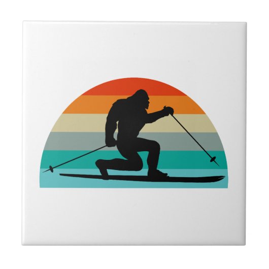 Bigfoot Telemark Skiing Rainbow Tegeltje (Voorkant)